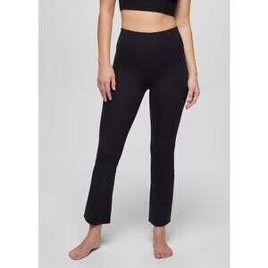 Prana Luxara Rib Flare Crop Legging Women's M Black High Rise Ribbed Texture